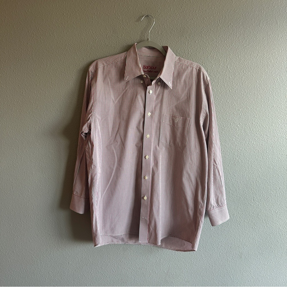 Barbour Men's red and Green Plaid Dress Shirt Medium